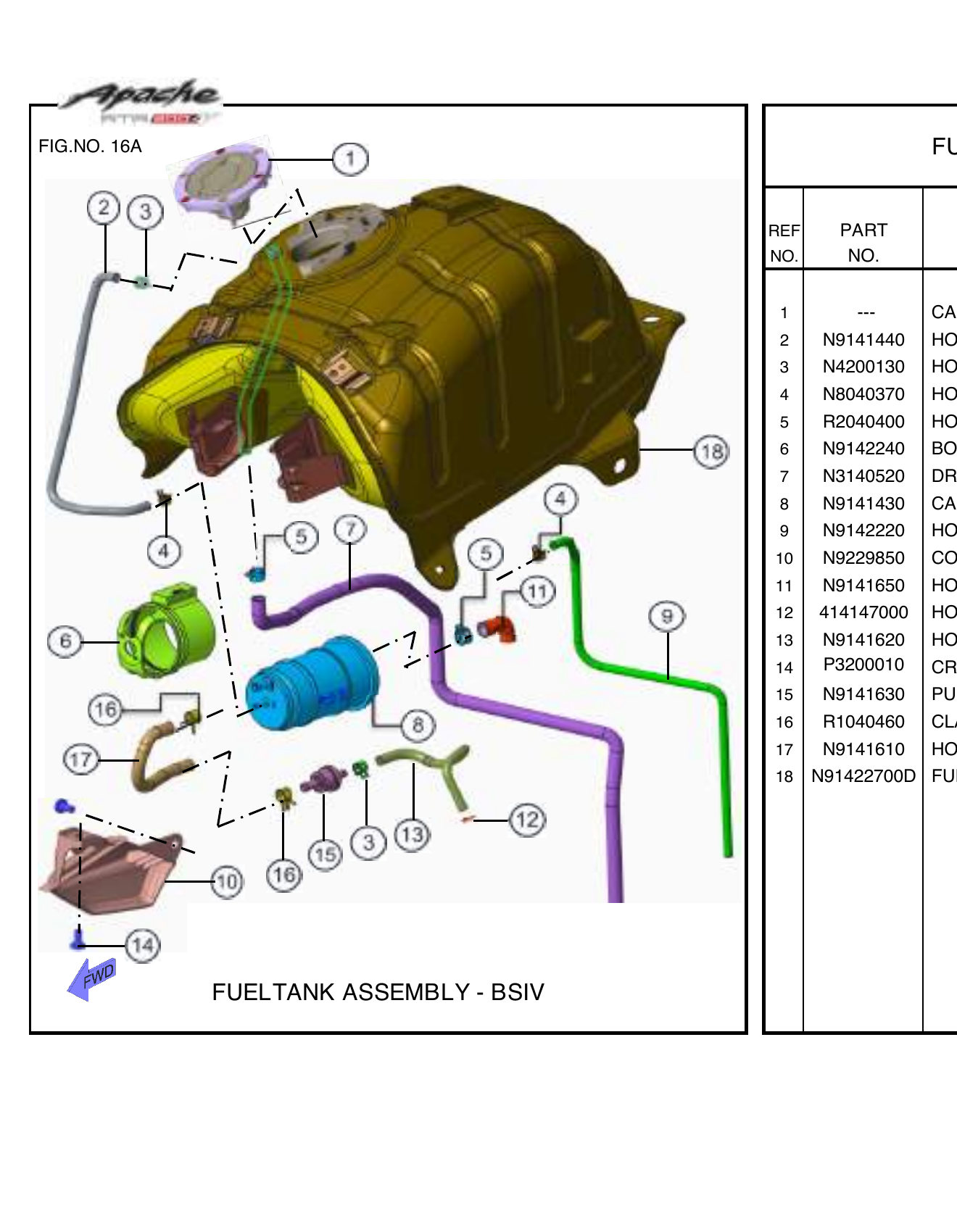 FIG.16A FUELTANK ASSEMBLY - BSIV