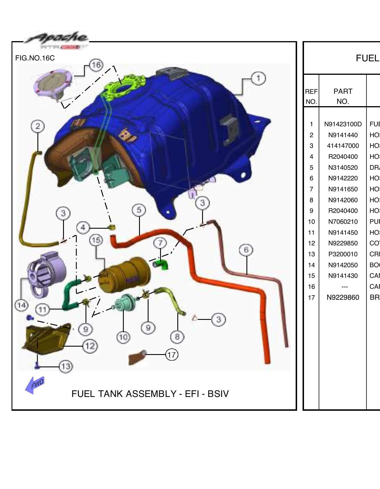 FIG.16C FUEL TANK ASSEMBLY - EFI - BSIV