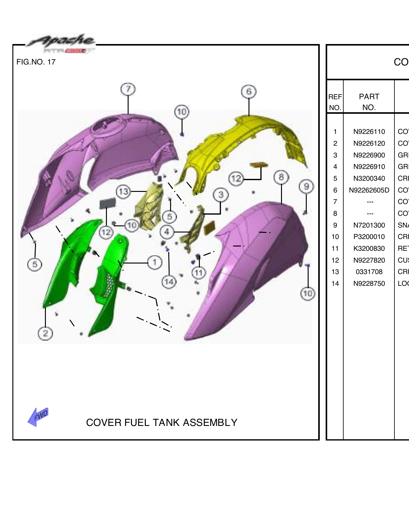 FIG.17 COVER FUEL TANK ASSEMBLY