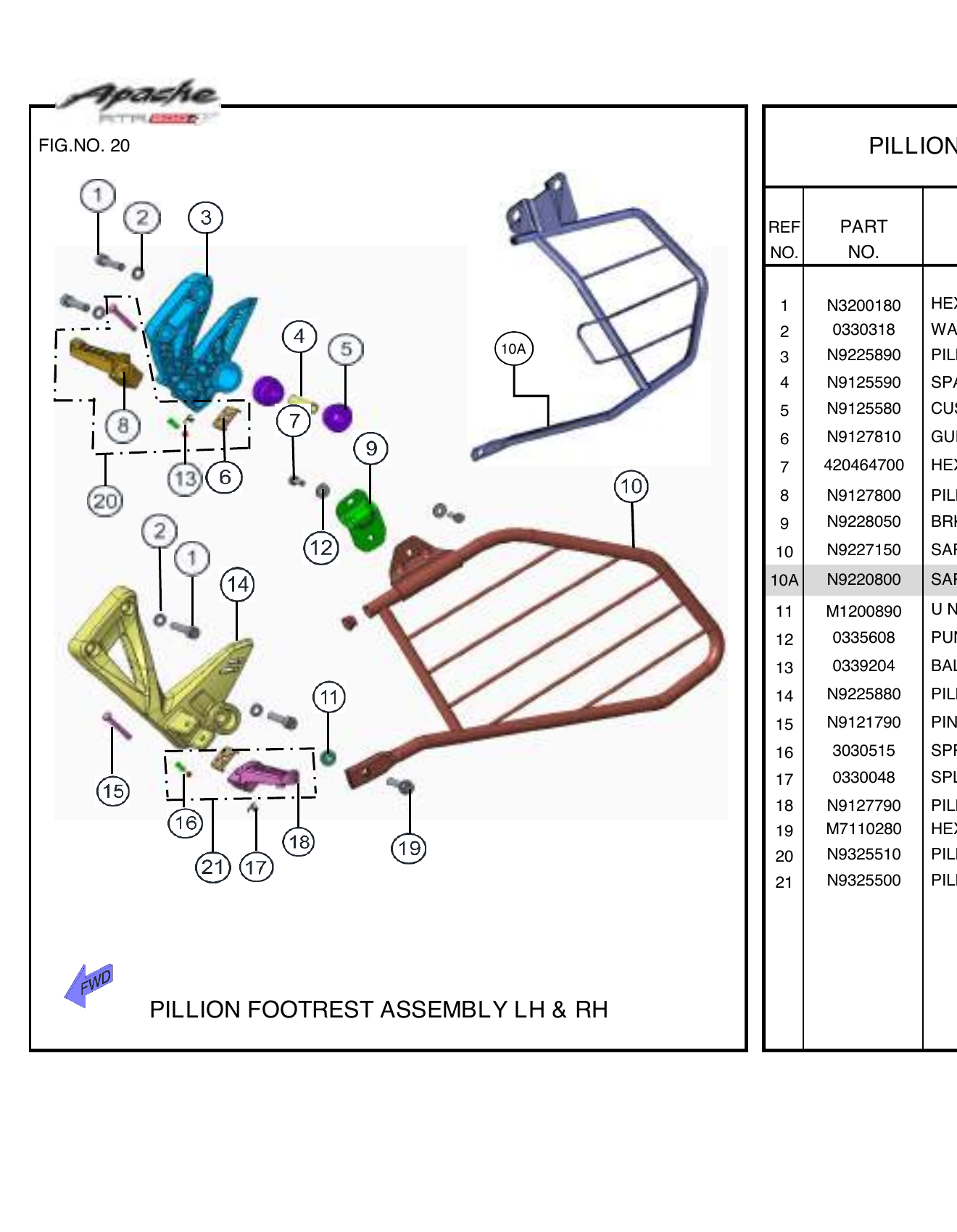 FIG.20 PILLION FOOTREST ASSEMBLY LH & RH