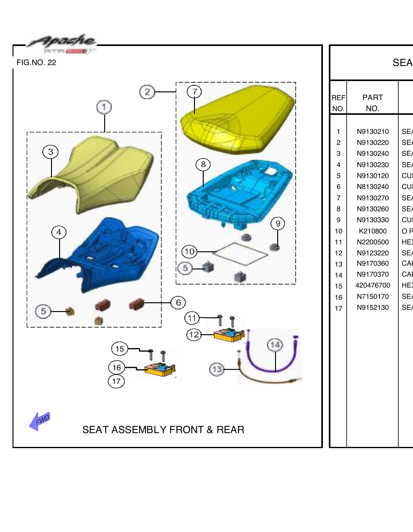 FIG.22 SEAT ASSEMBLY FRONT & REAR
