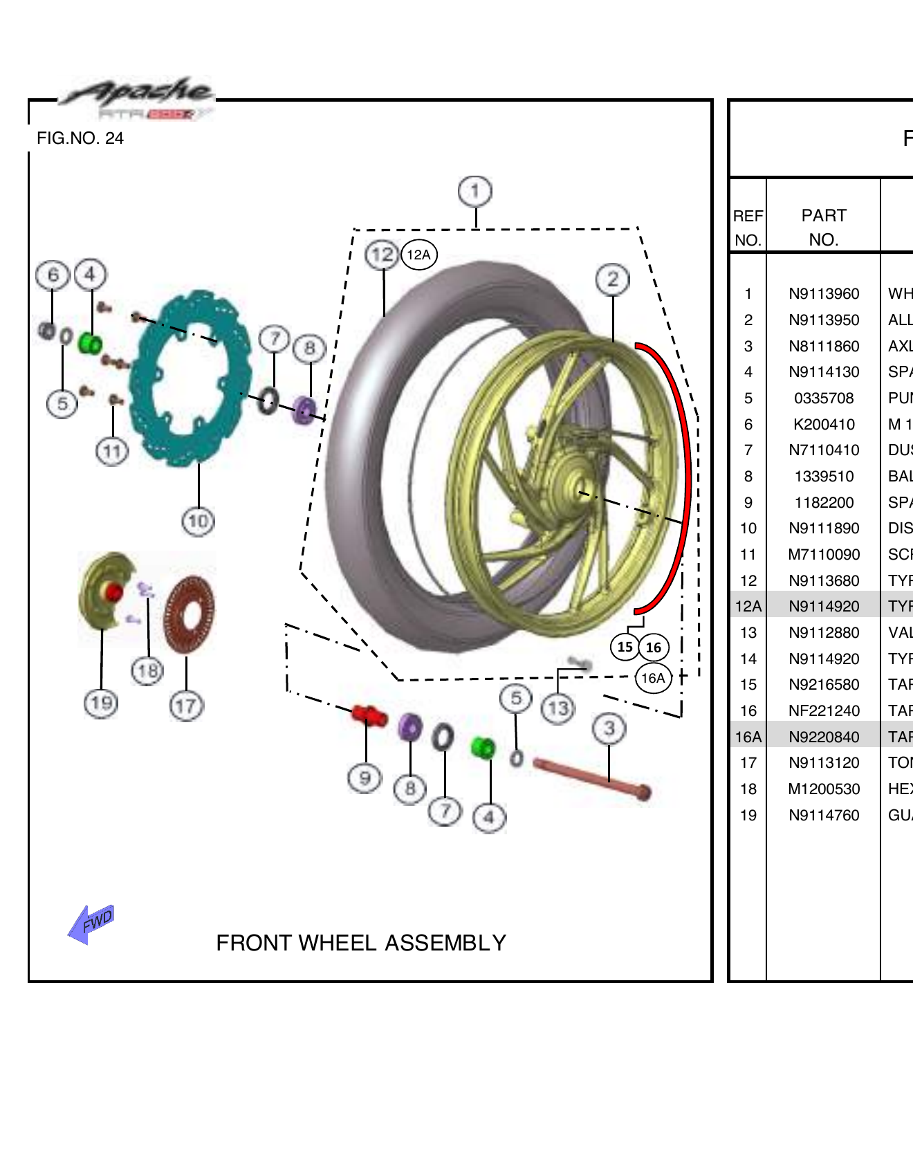 FIG.24 FRONT WHEEL ASSEMBLY