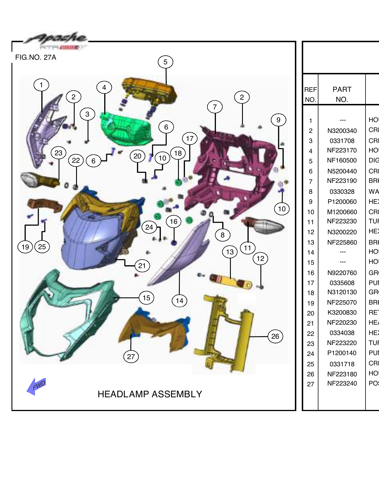 FIG.27A HEADLAMP ASSEMBLY