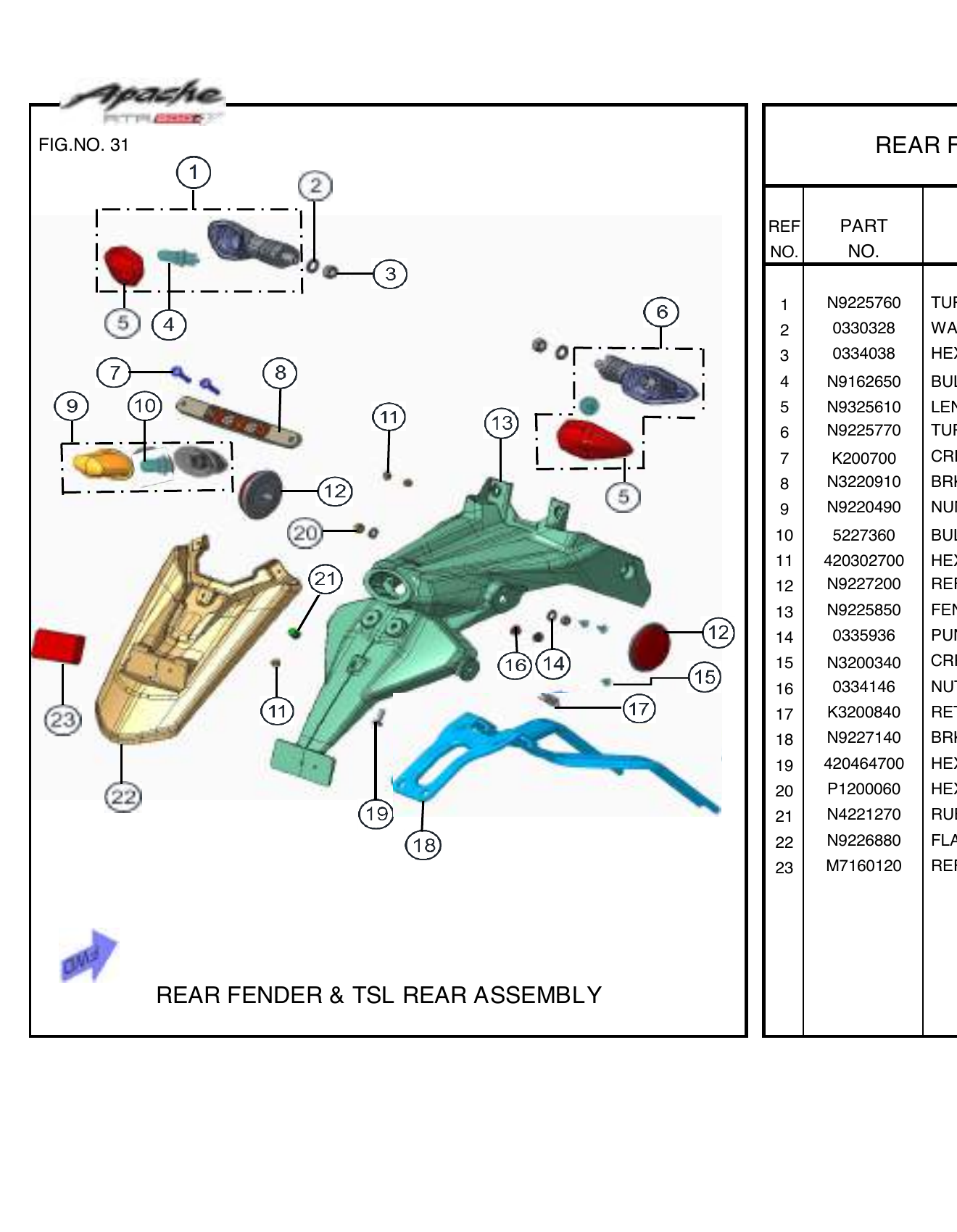 FIG.31 REAR FENDER & TSL REAR ASSEMBLY