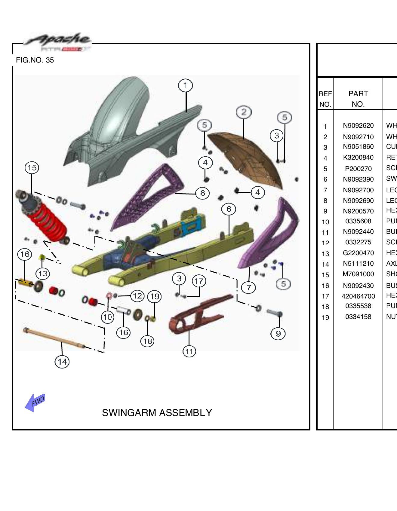 FIG.35 SWINGARM ASSEMBLY
