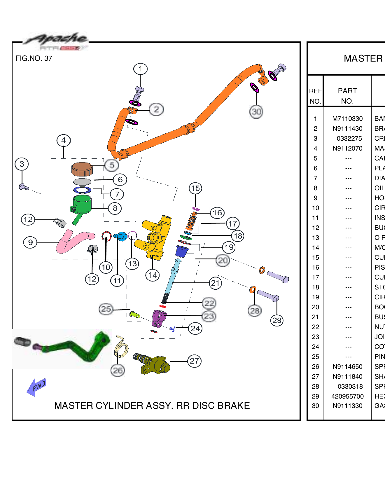 FIG.37 MASTER CYLINDER ASSY. RR DISC BRAKE