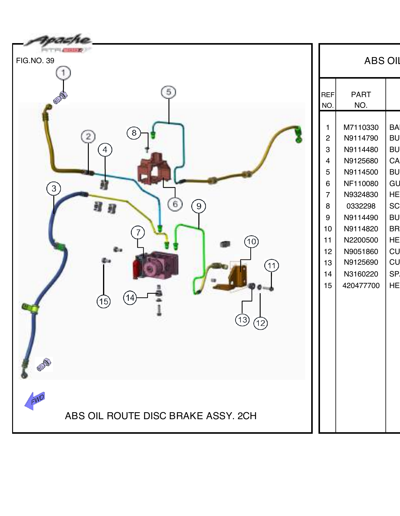 FIG.39 ABS OIL ROUTE DISC BRAKE ASSY. 2CH.
