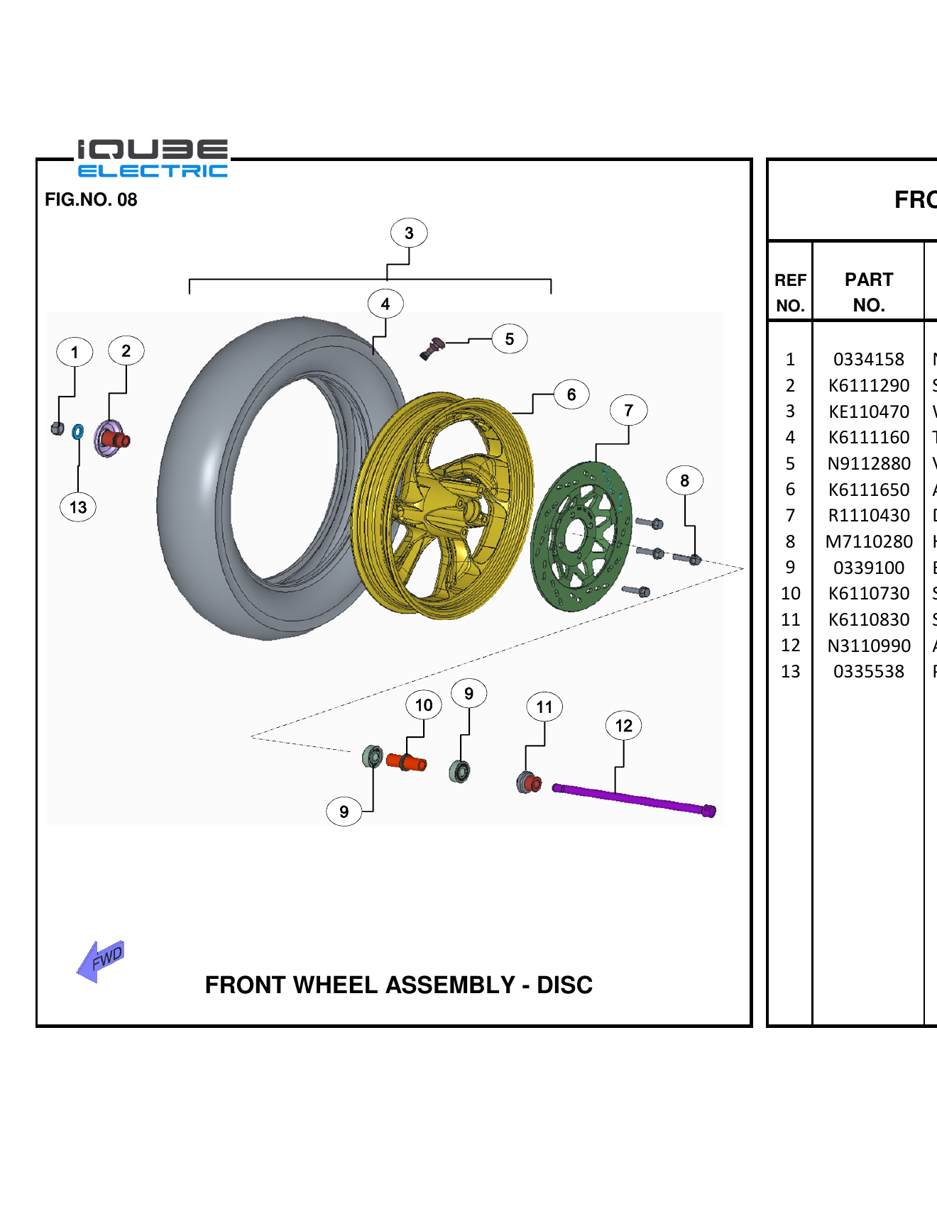 FIG.08 FRONT WHEEL ASSEMBLY - DISC