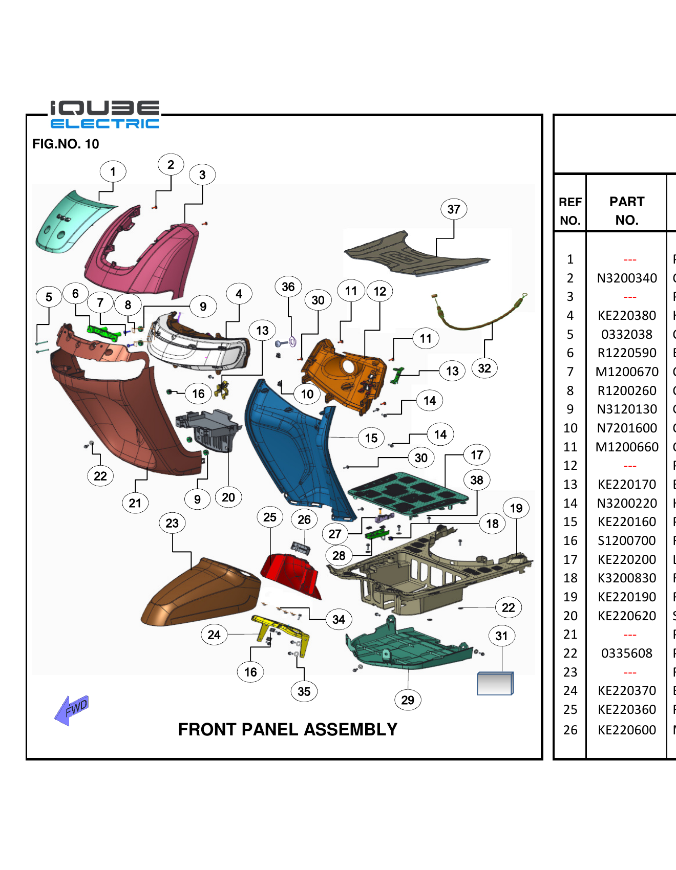 FIG.10 FRONT PANEL ASSEMBLY