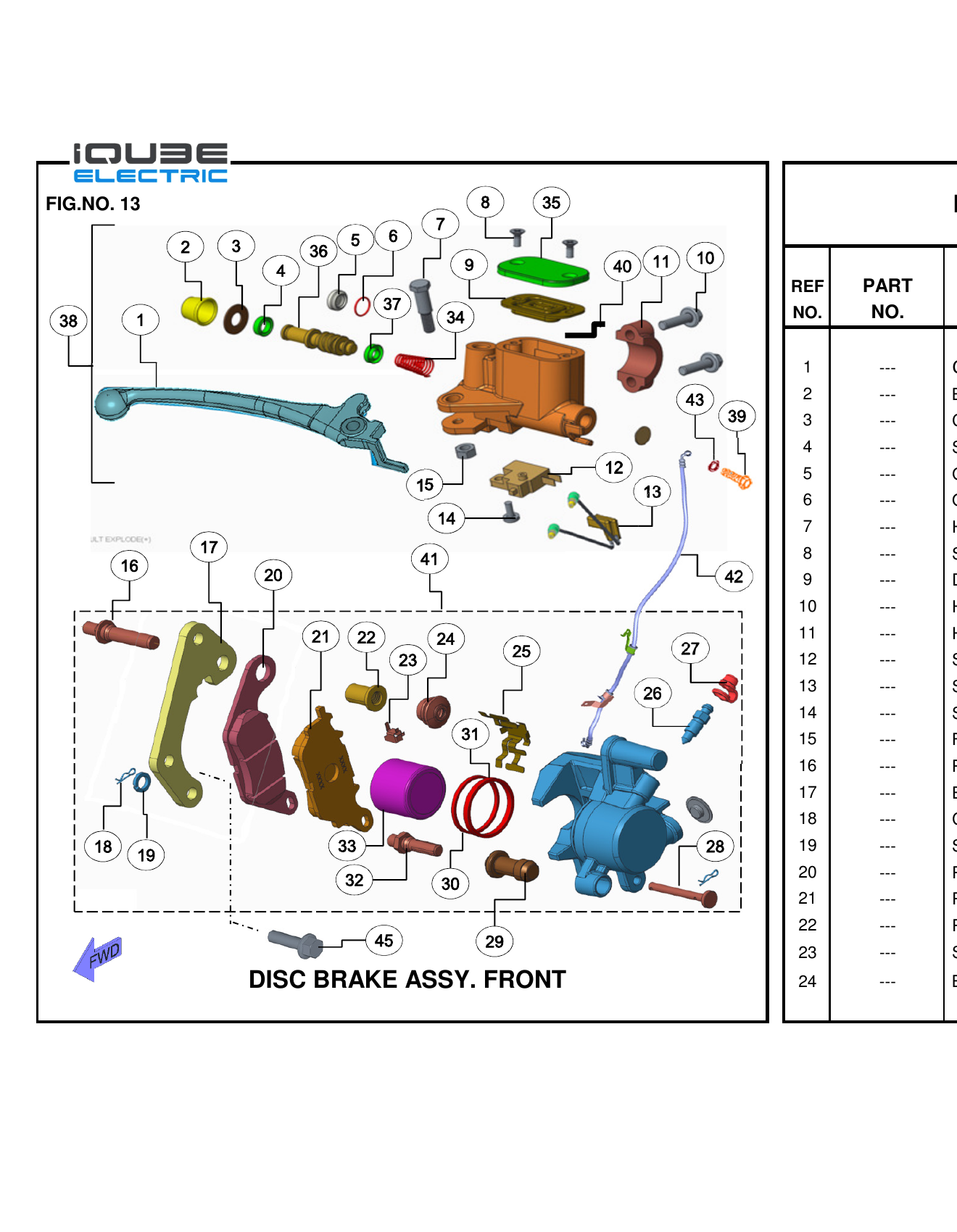 FIG.13 DISC BRAKE ASSY. FRONT