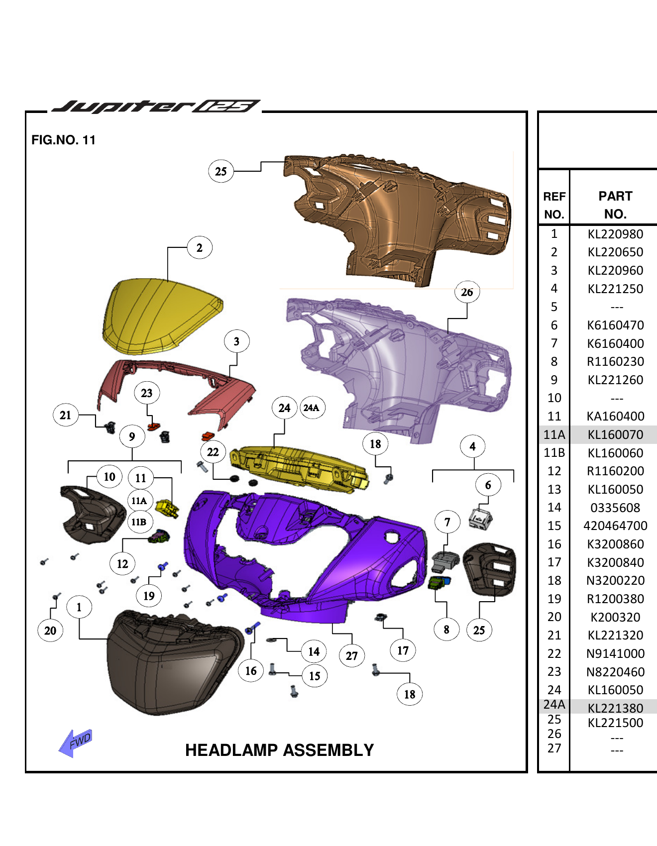 FIG.11 HEADLAMP ASSEMBLY