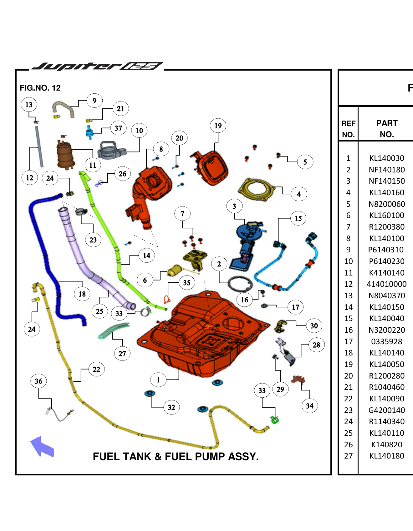 FIG.12 FUEL TANK & FUEL PUMP ASSY.