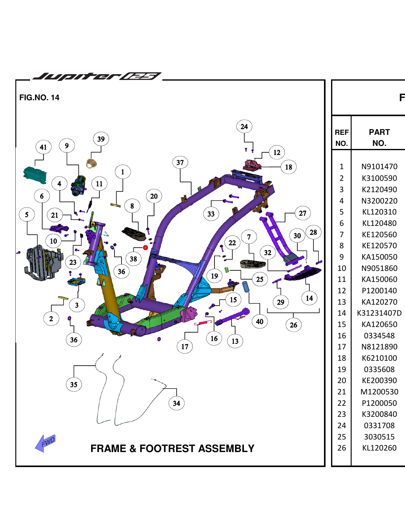 FIG.14 FRAME & FOOTREST ASSEMBLY