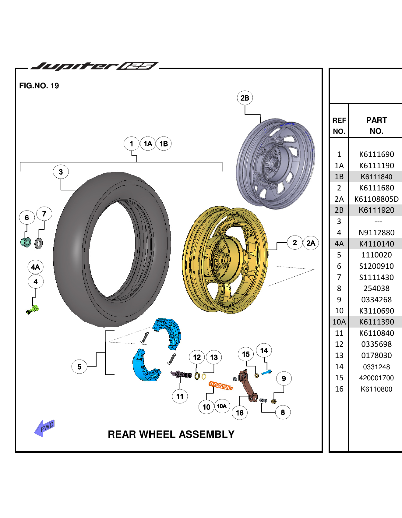 FIG.19 REAR WHEEL ASSEMBLY
