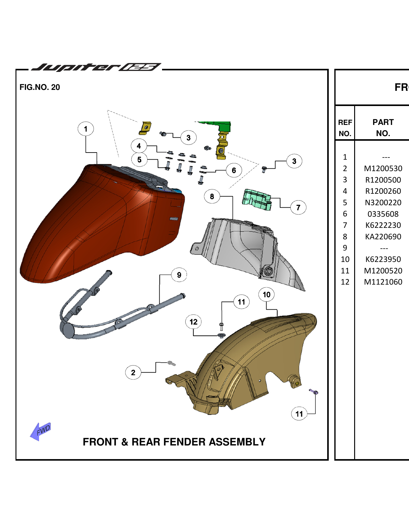 FIG.20 FRONT & REAR FENDER ASSEMBLY