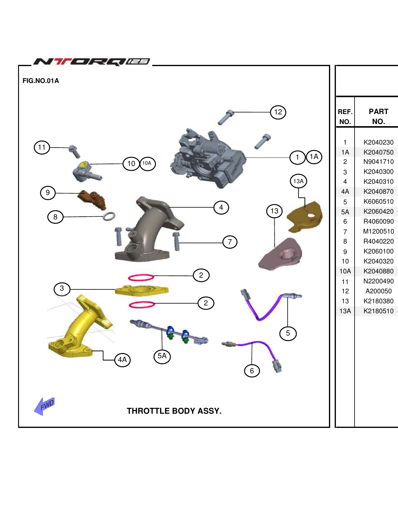 FIG.01A THROTTLE BODY ASSY.