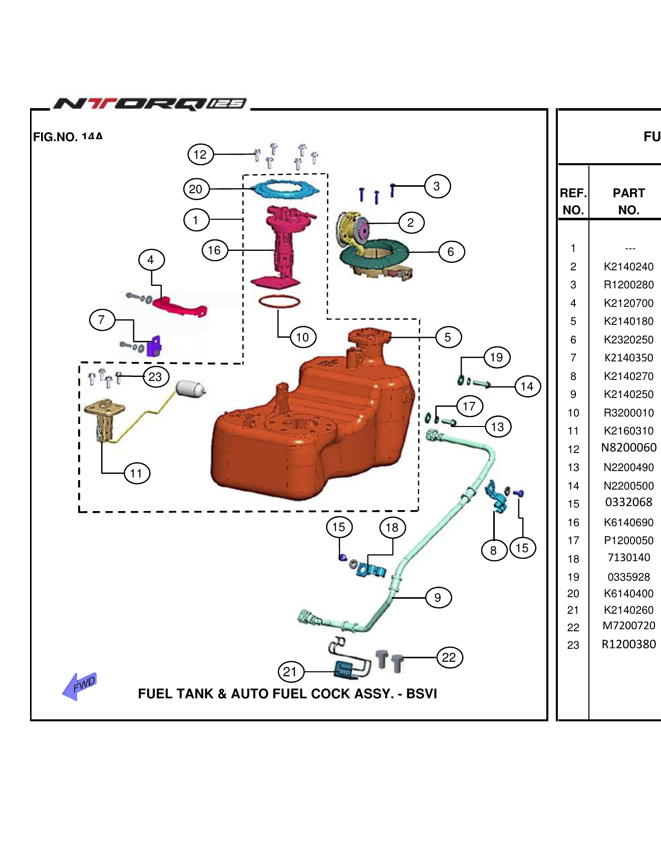 FIG.14A FUEL TANK & AUTO FUEL COCK ASSY. - BSVI