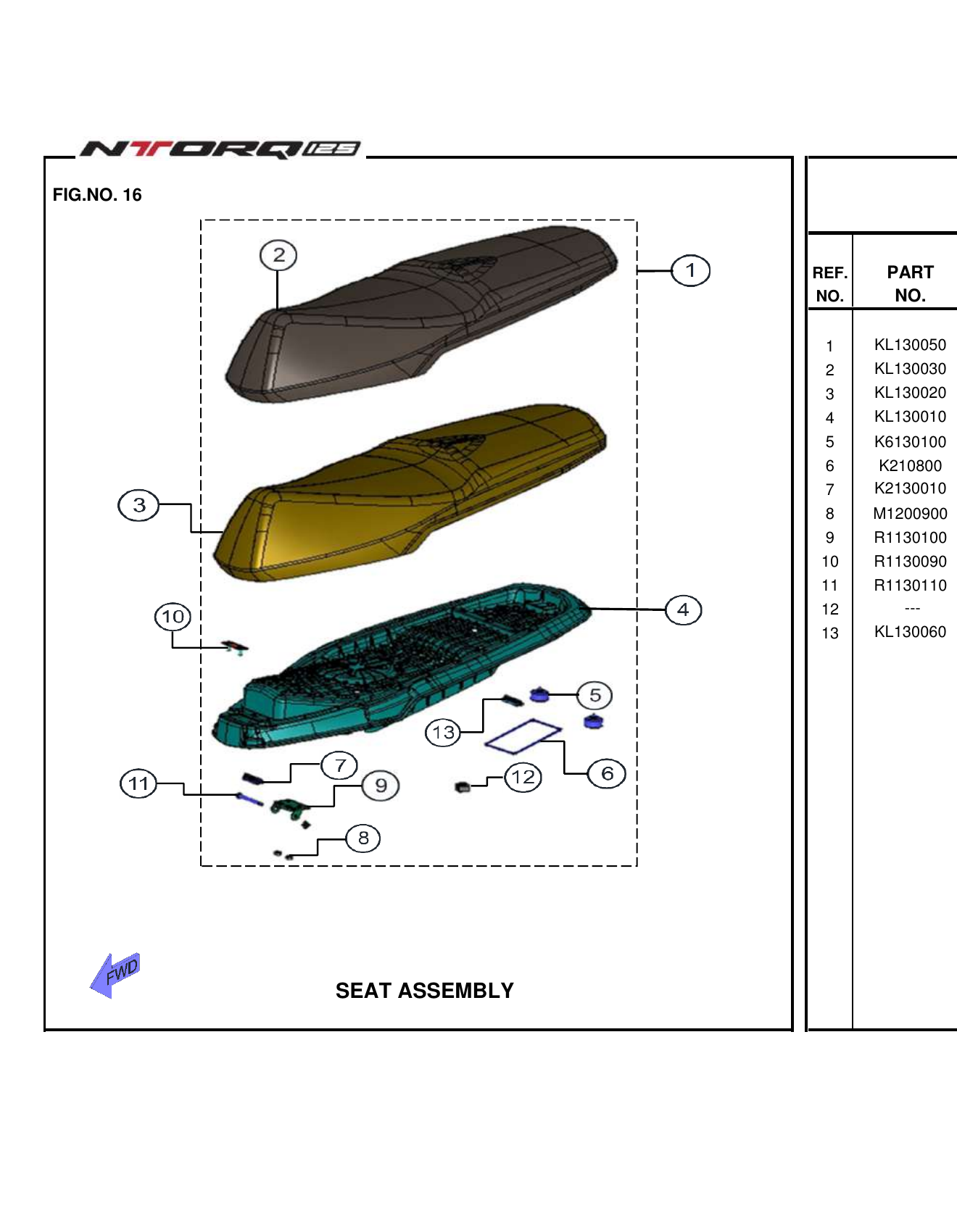 FIG.16 SEAT ASSEMBLY