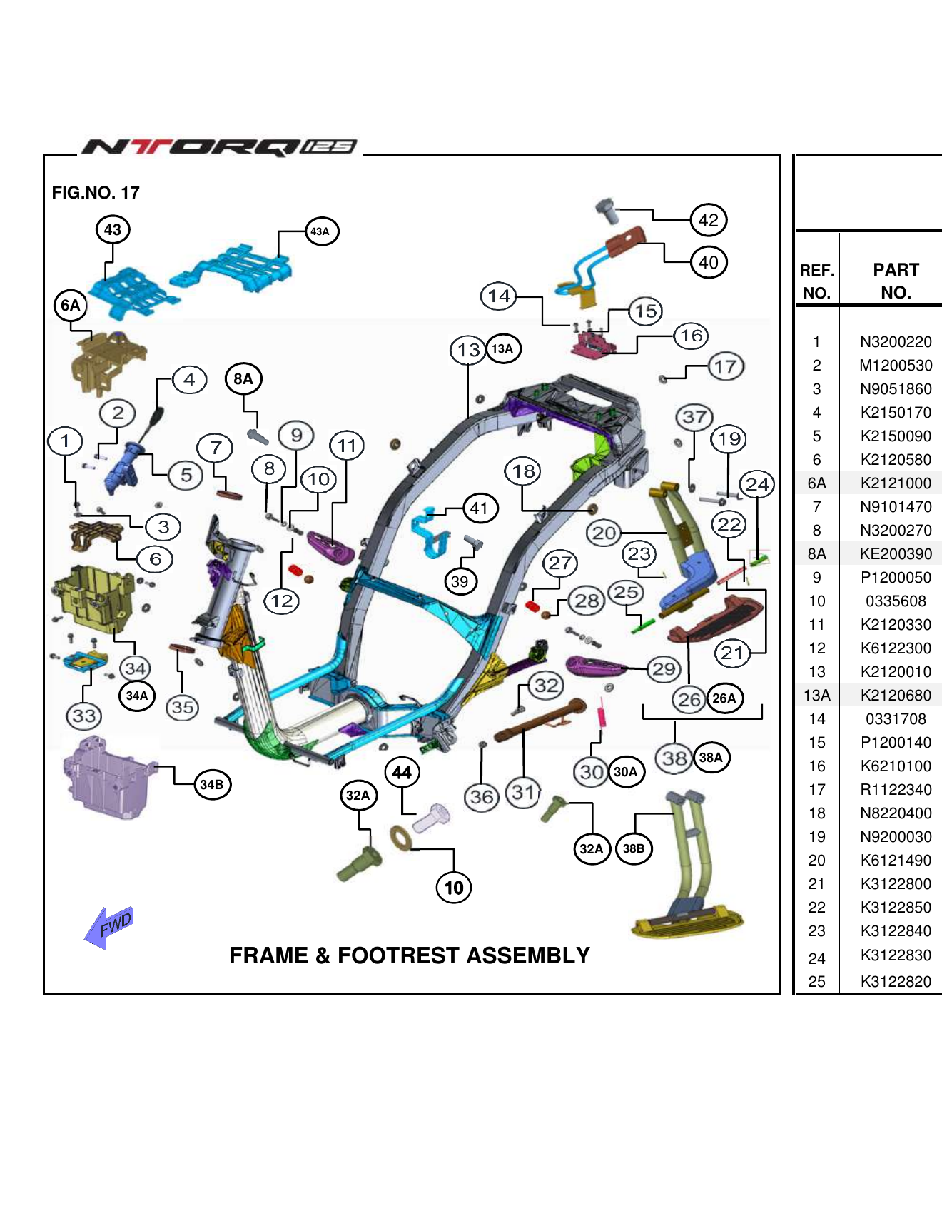 FIG.17 FRAME & FOOTREST ASSEMBLY