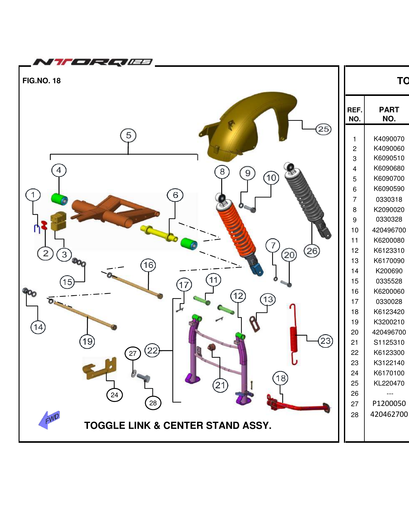 FIG.18 TOGGLE LINK & CENTER STAND ASSY.