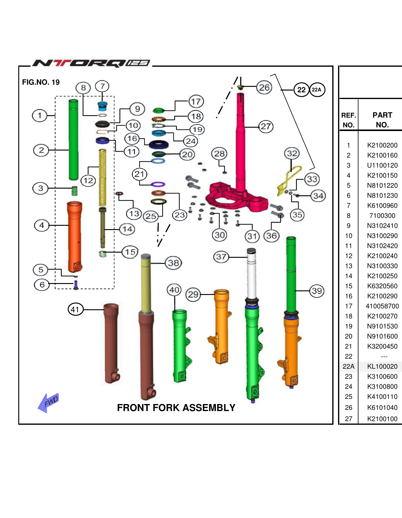 FIG.19 FRONT FORK ASSEMBLY