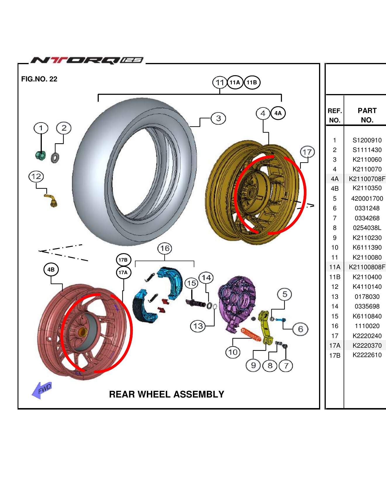 FIG.22 REAR WHEEL ASSEMBLY
