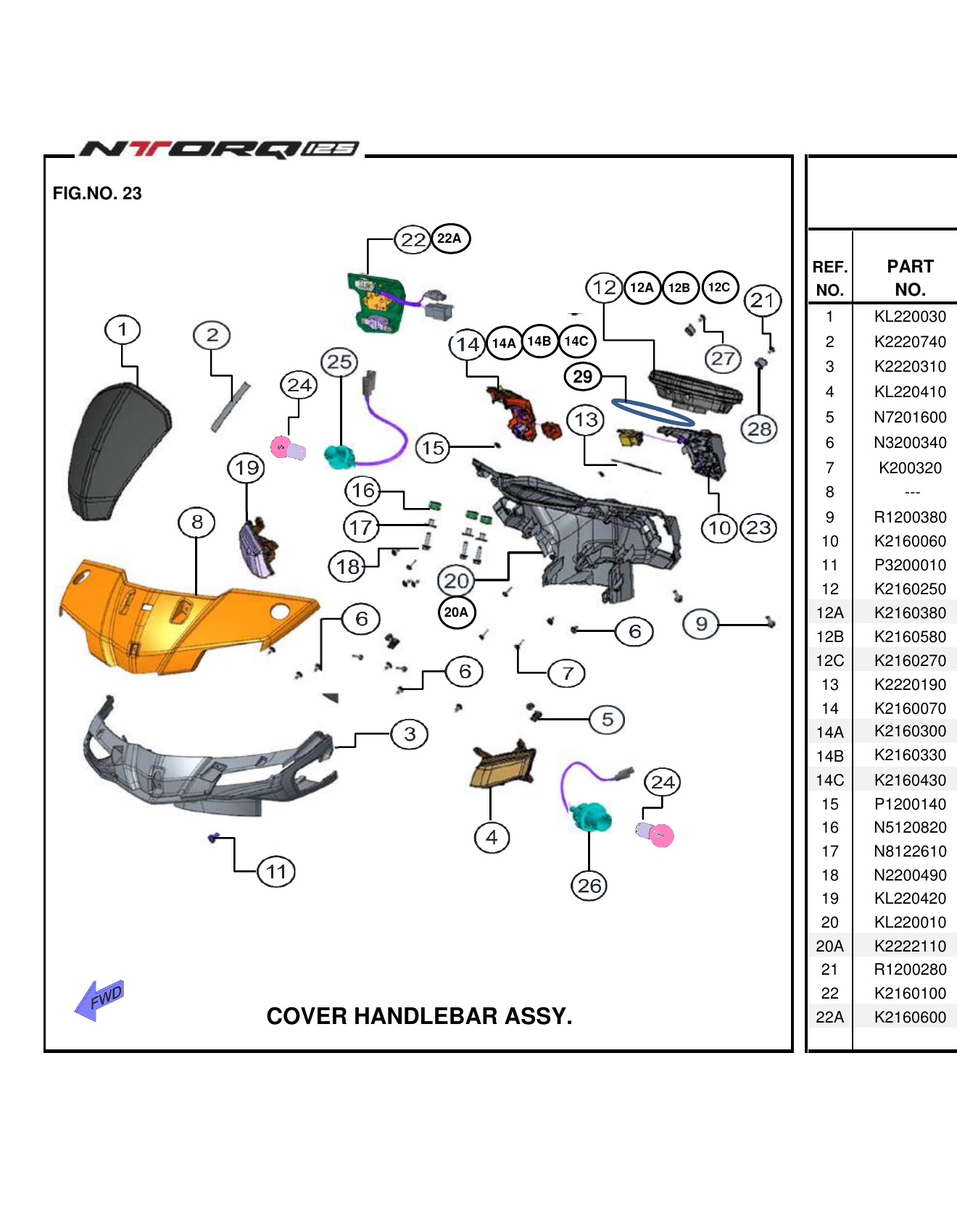 FIG.23 COVER HANDLEBAR ASSY.