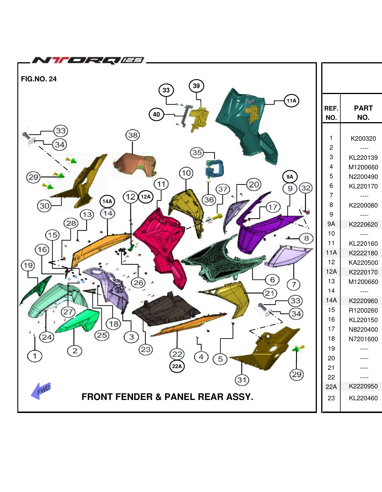 FIG.24 FRONT FENDER & PANEL REAR ASSY.
