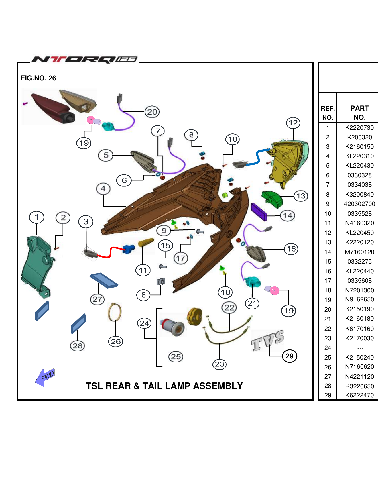 FIG.26 TSL REAR & TAIL LAMP ASSEMBLY