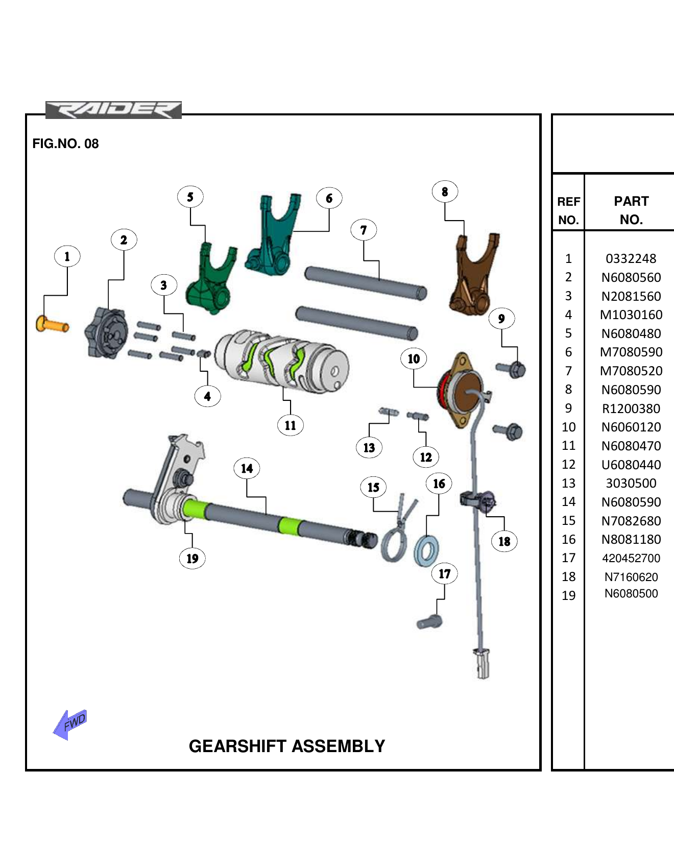 FIG.08 GEARSHIFT ASSEMBLY