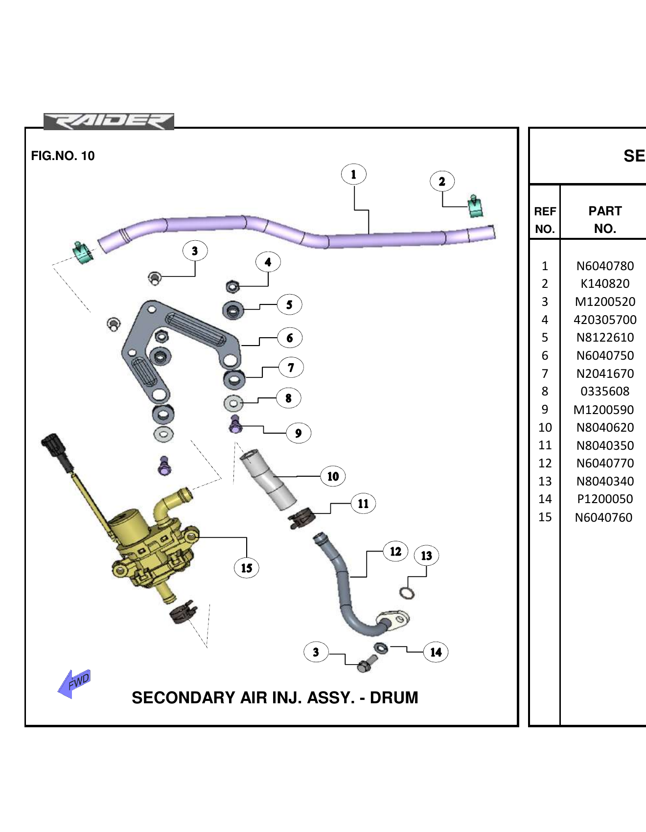 FIG.10 SECONDARY AIR INJ. ASSY. - DRUM