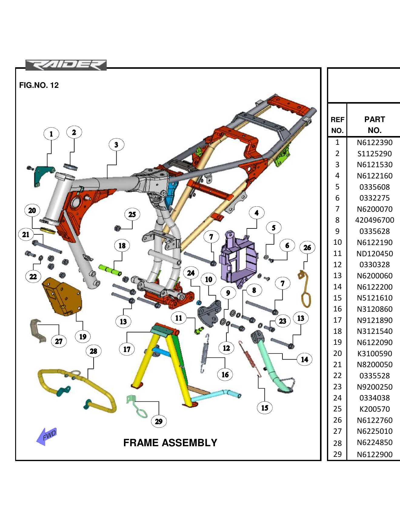 FIG.12 FRAME ASSEMBLY