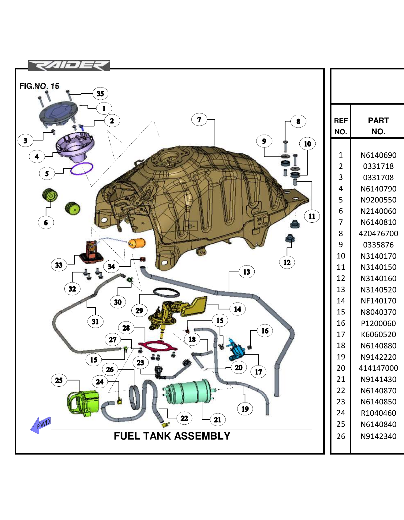 FIG.15 FUEL TANK ASSEMBLY