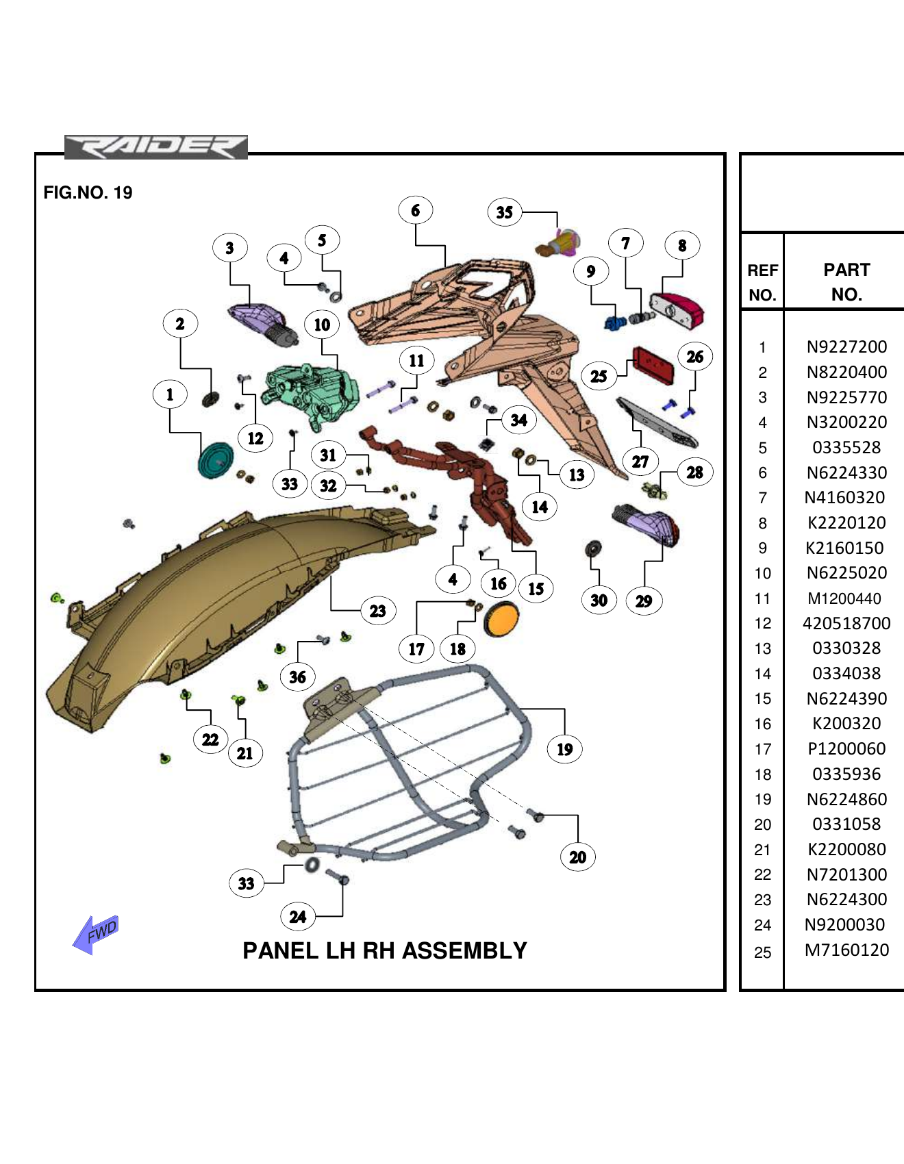 FIG.19 REAR FENDER ASSEMBLY