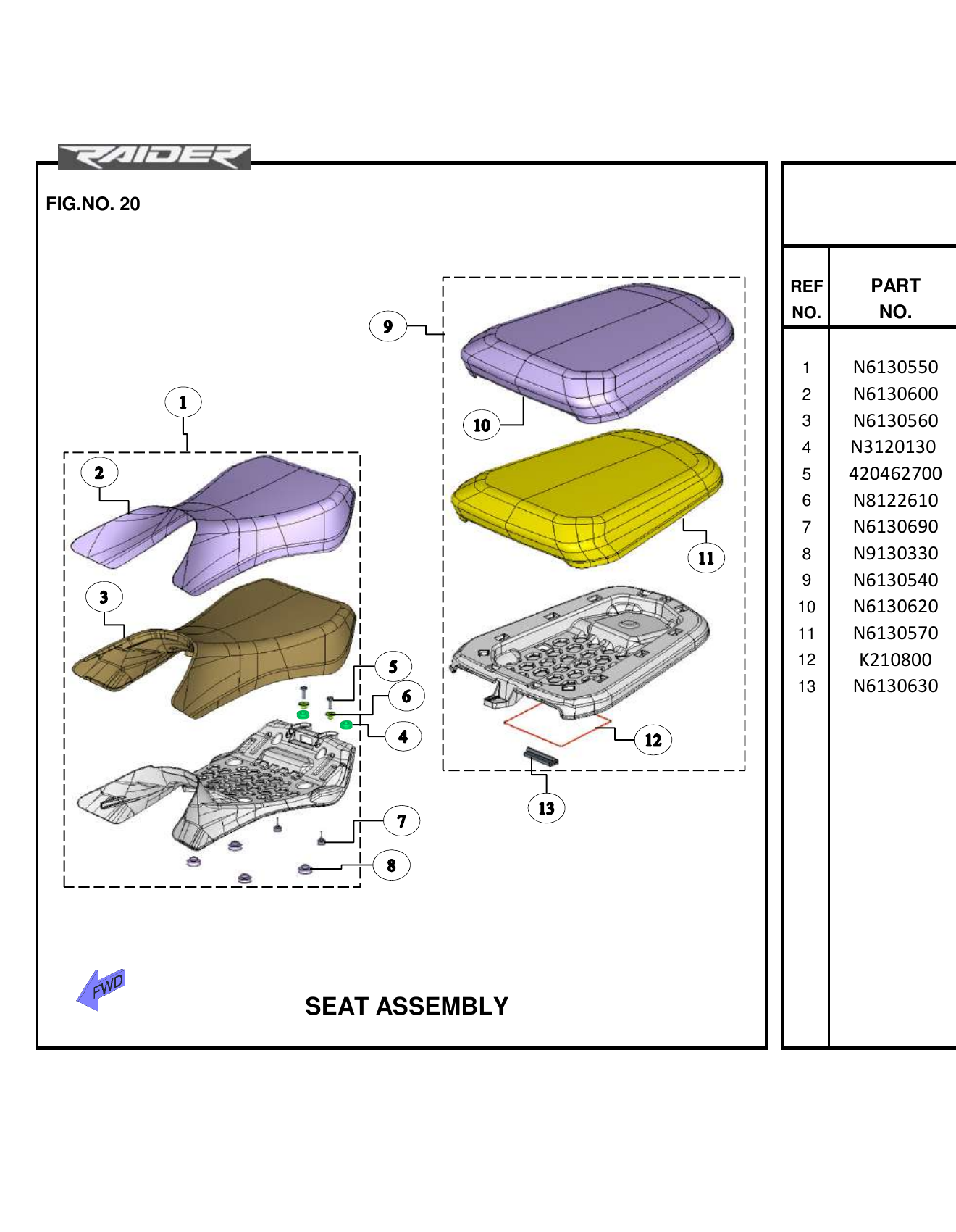 FIG.20 SEAT ASSEMBLY