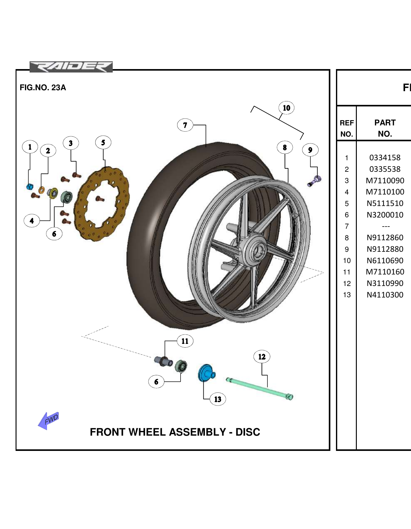 FIG.23A FRONT WHEEL ASSEMBLY - DISC