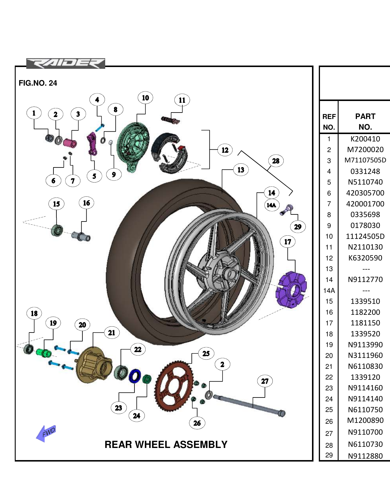 FIG.24 REAR WHEEL ASSEMBLY
