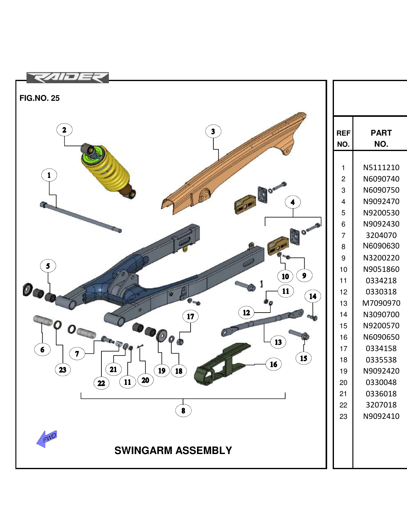 FIG.25 SWINGARM ASSEMBLY
