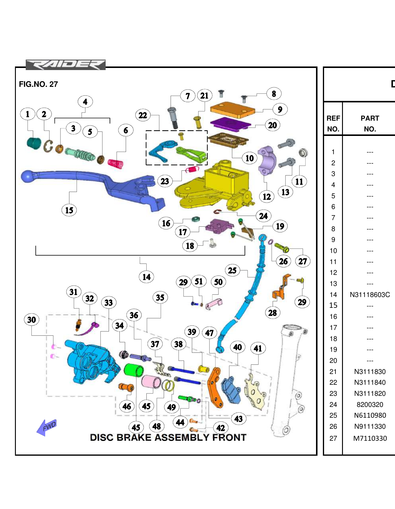 FIG.27 DISC BRAKE ASSEMBLY FRONT