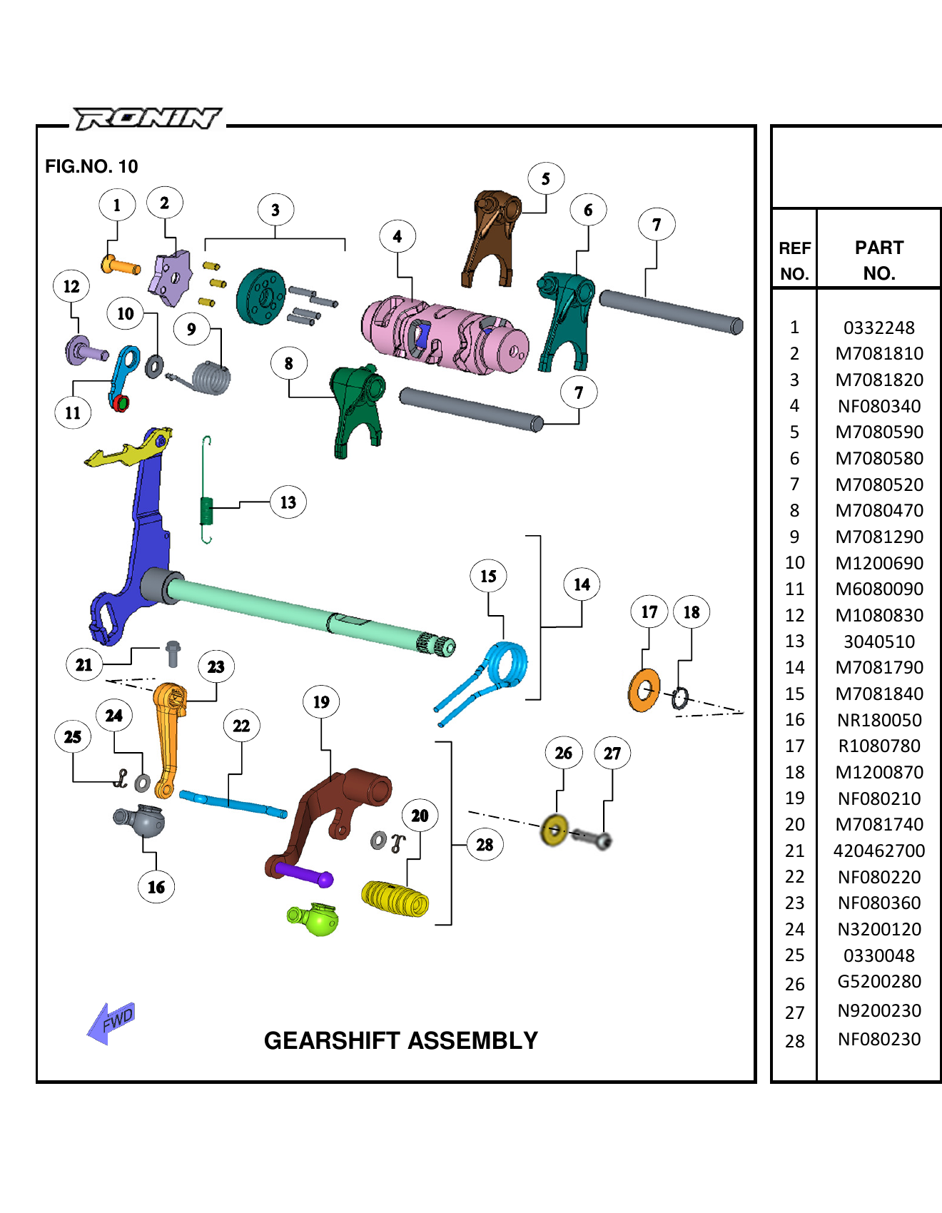 FIG.10 GEARSHIFT ASSEMBLY