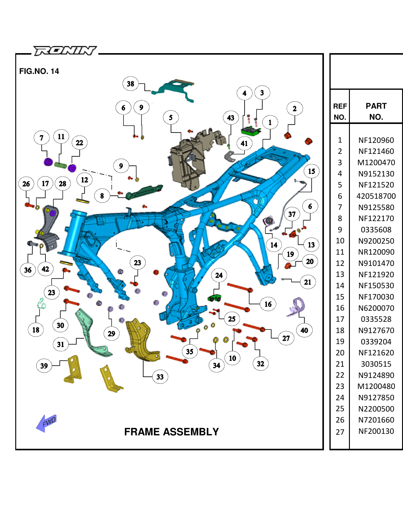 FIG.14 FRAME ASSEMBLY