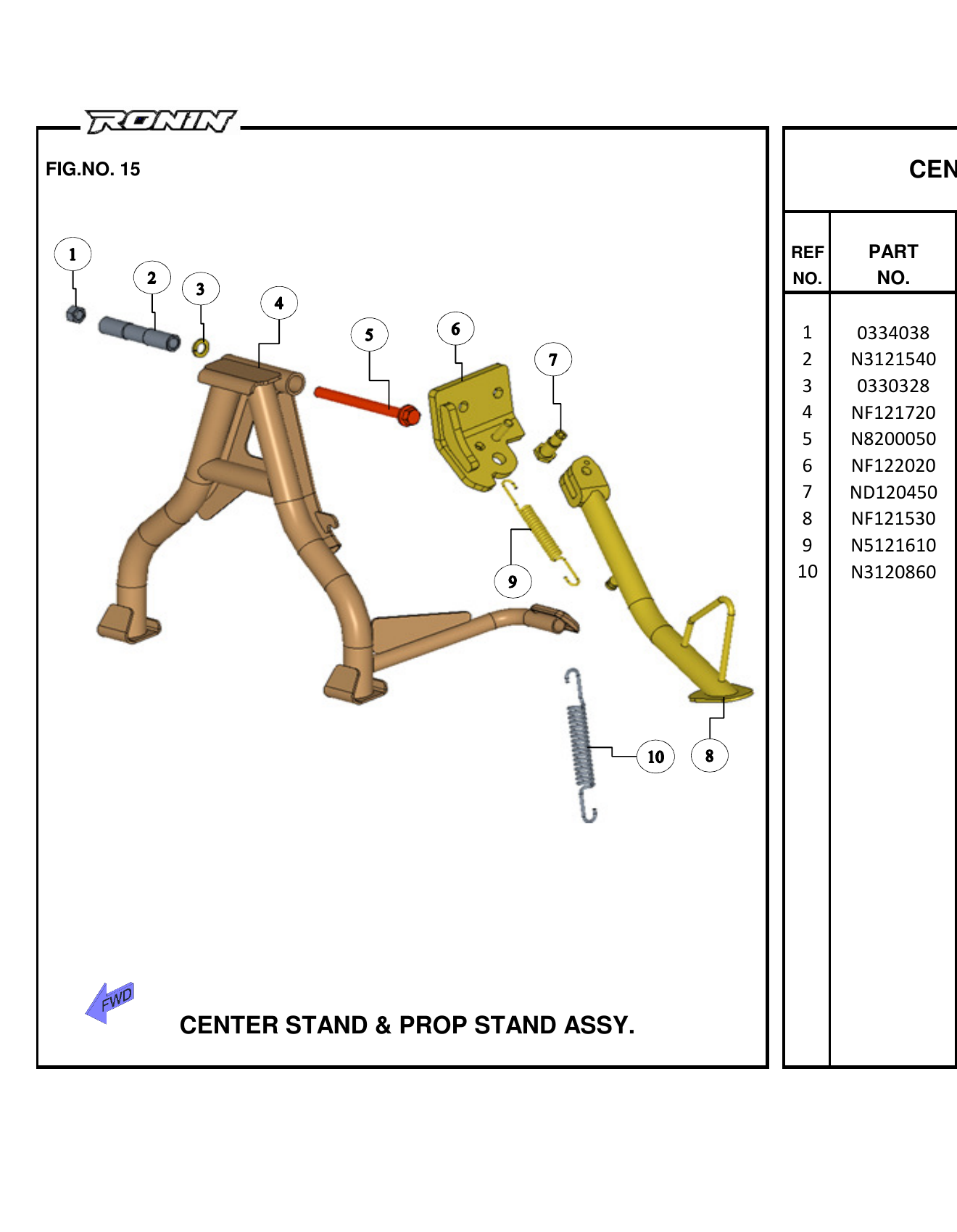 FIG.15 CENTER STAND & PROP STAND ASSY.
