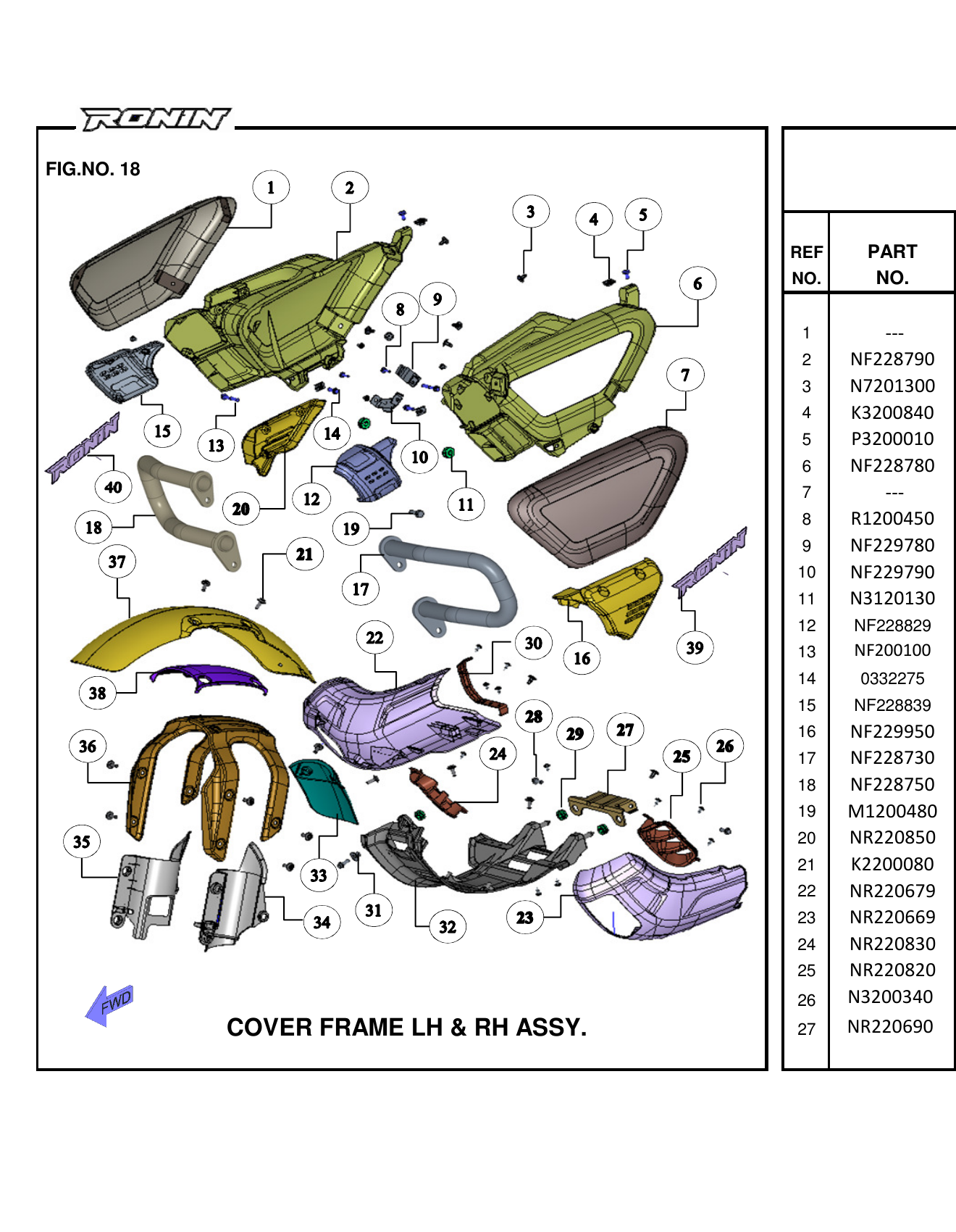 FIG.18 COVER FRAME LH & RH ASSY.