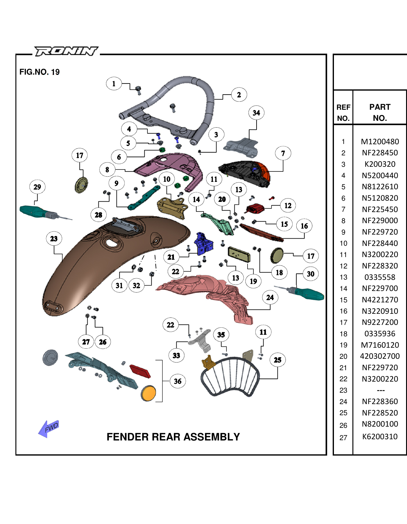 FIG.19 FENDER REAR ASSEMBLY