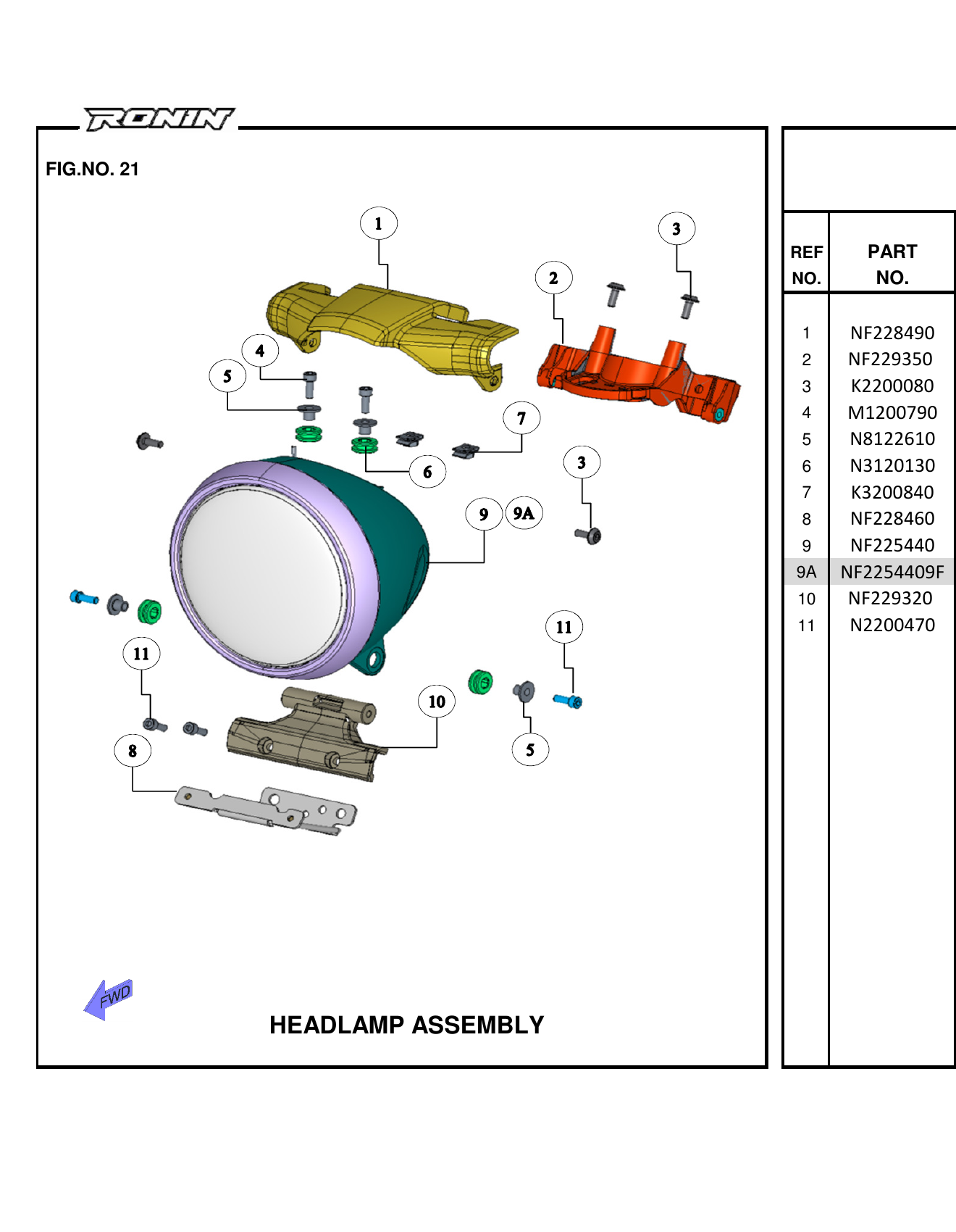 FIG.21 HEADLAMP ASSEMBLY