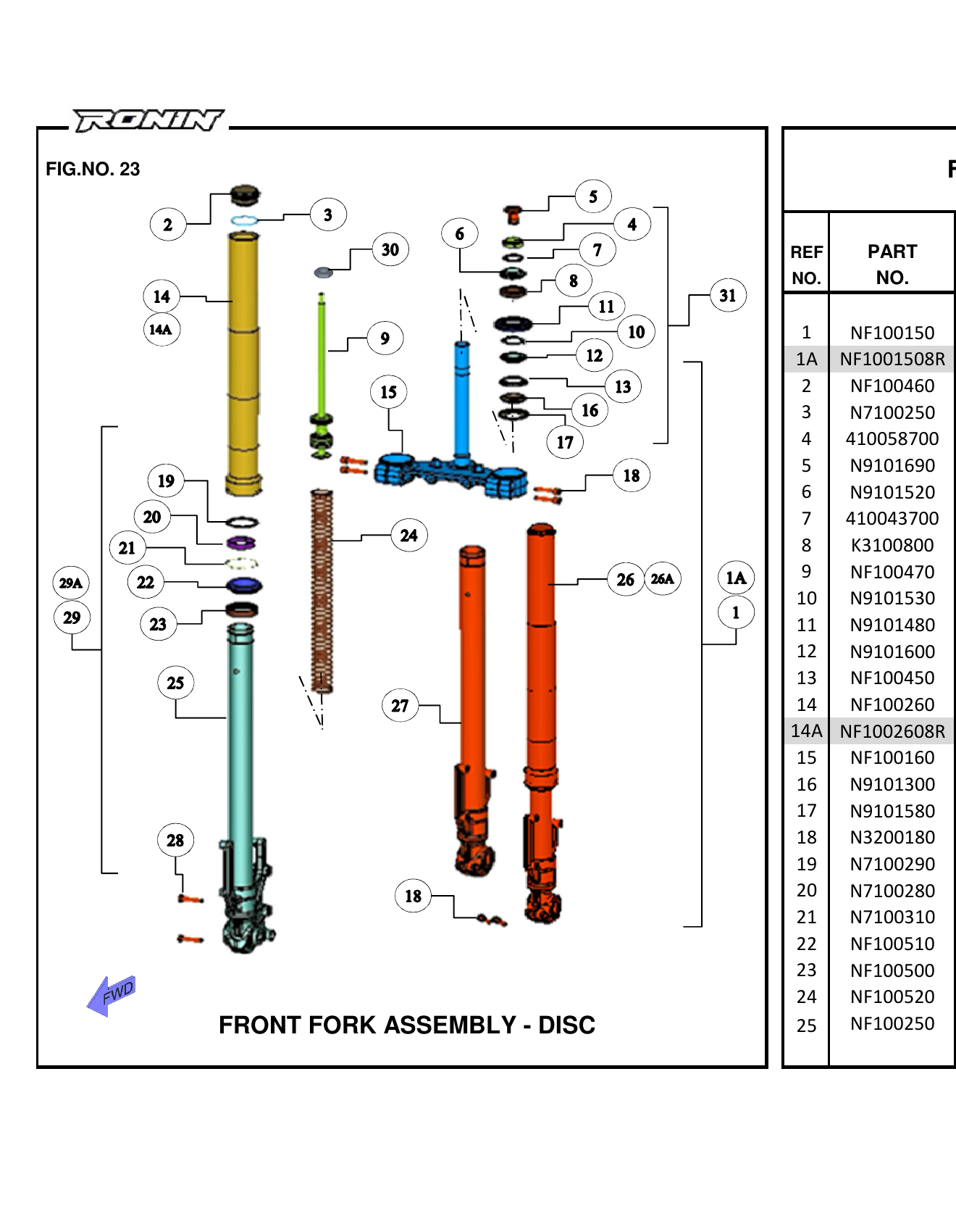 FIG.23 FRONT FORK ASSEMBLY - DISC