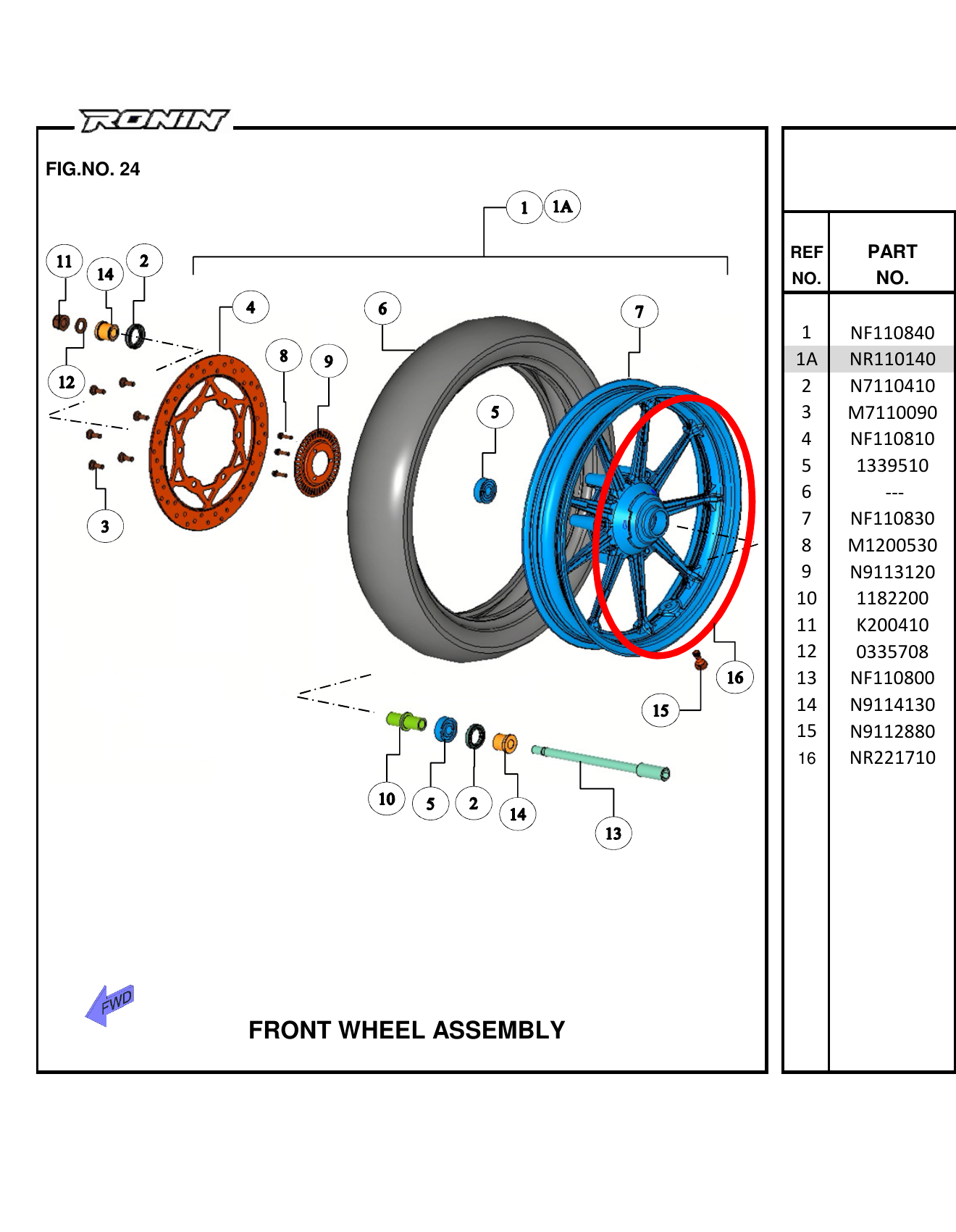 FIG.24 FRONT WHEEL ASSEMBLY