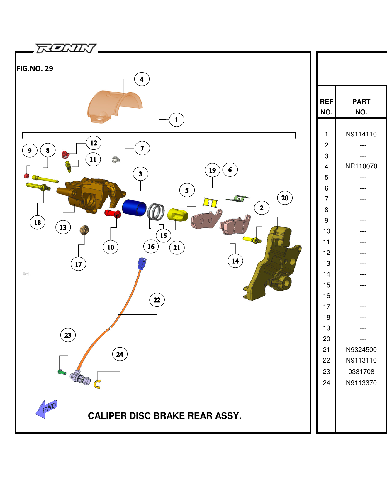 FIG.29 CALIPER DISC BRAKE REAR ASSY.