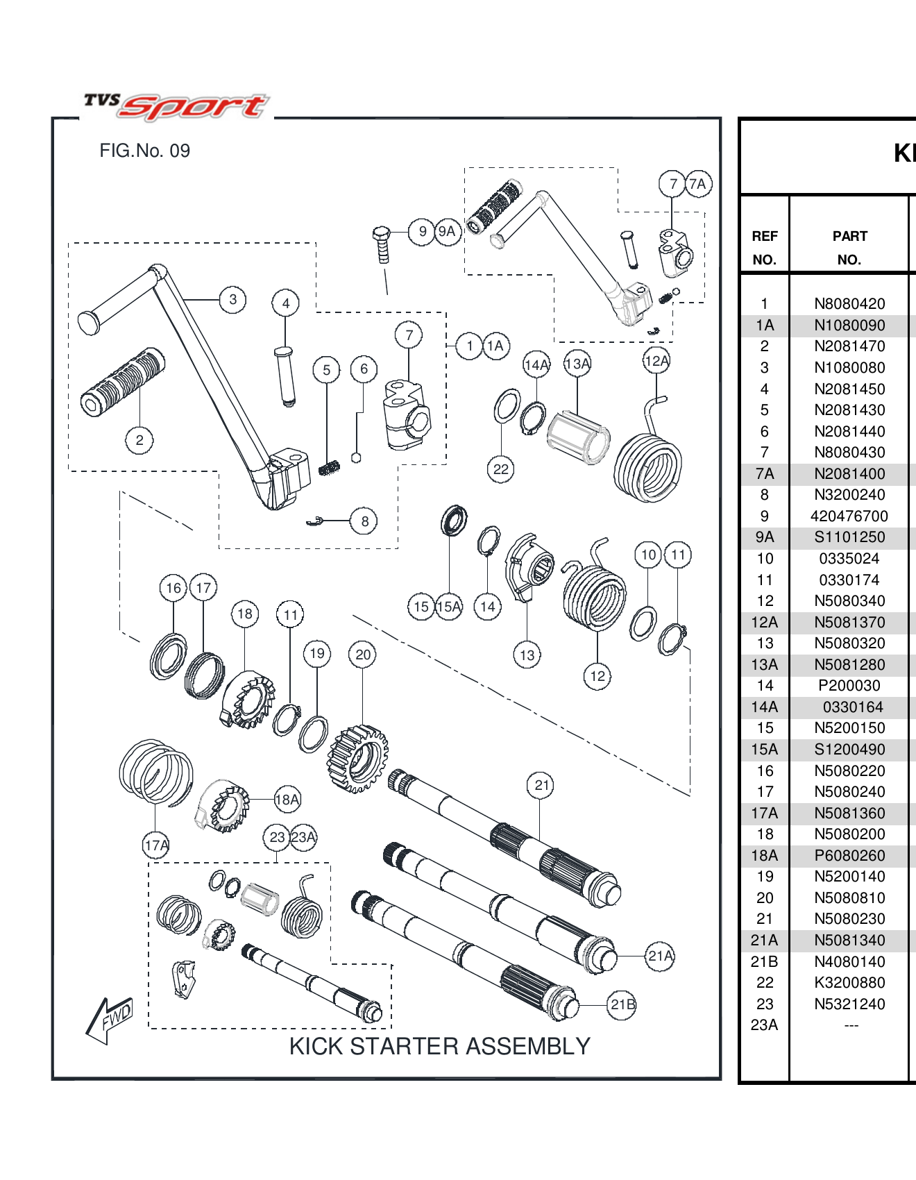 FIG.09 KICK STARTER ASSEMBLY