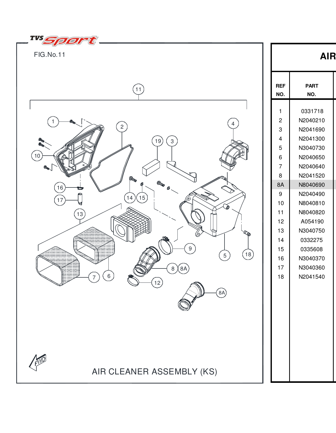 FIG.11 AIR CLEANER ASSEMBLY (KS)